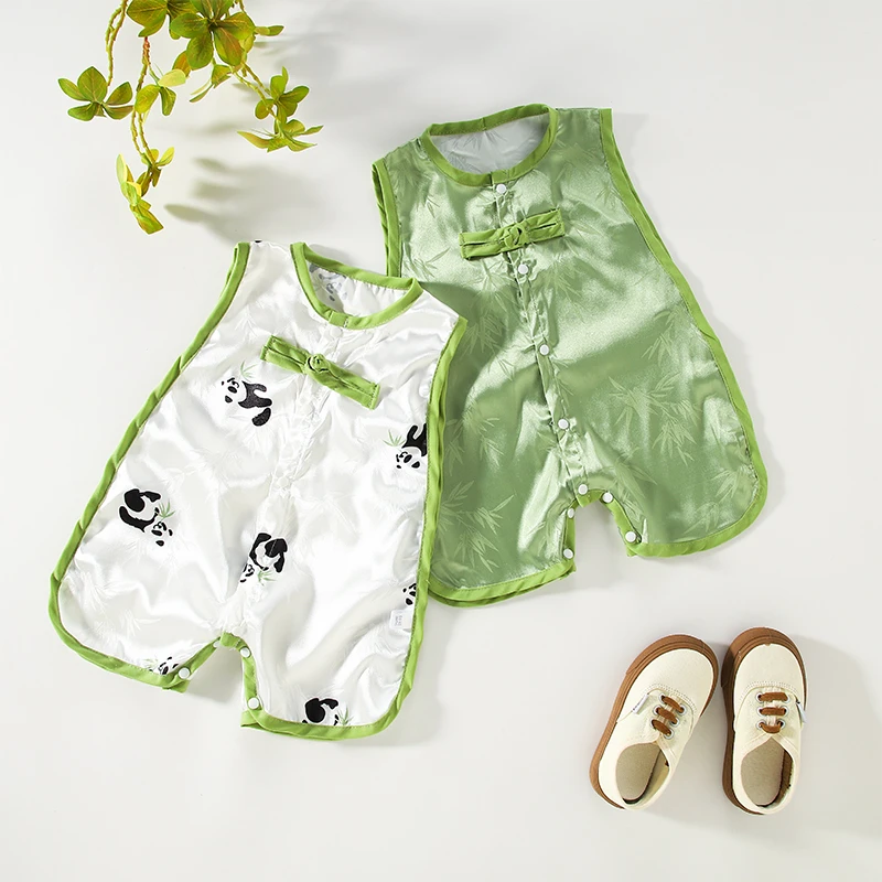 【买一送一】婴儿夏季薄款无袖哈衣爬服初生宝宝琵琶衣新生儿夏装