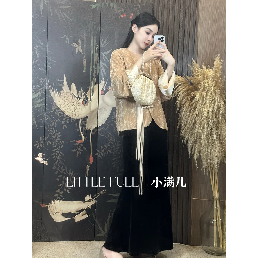 清仓《忘青山》新中式禅意风国风丝绒竹叶压花盘扣流苏外套