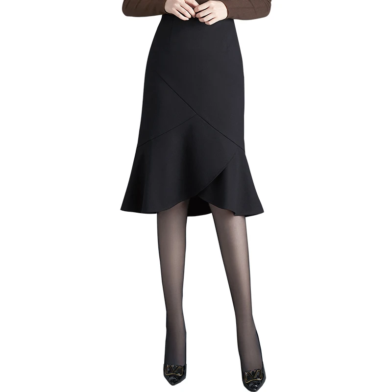 她池2025夏季新款品质女装包臀显瘦不规则鱼尾半身裙T13Q2270B