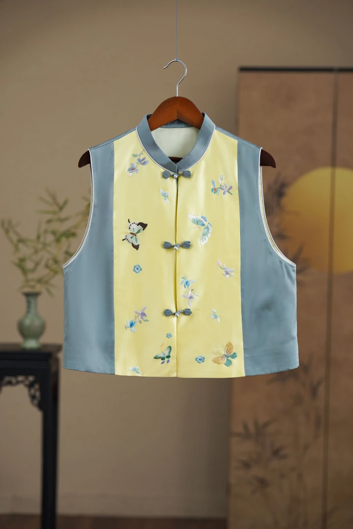 云帆【百蝶图】原创设计苏绣上衣100%桑蚕丝国风春夏女装复古双面