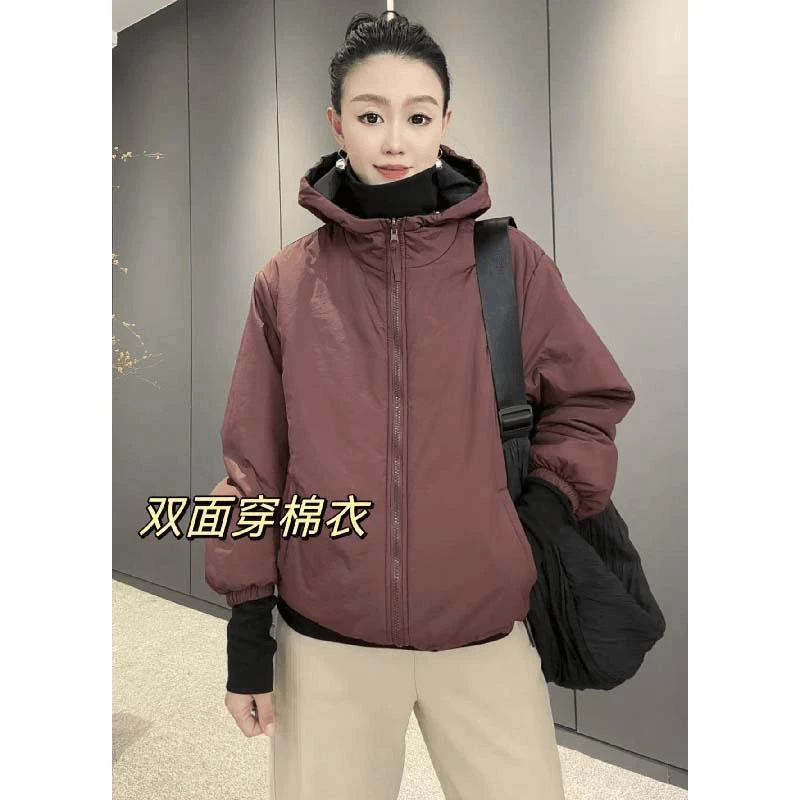 （晶晶的祝福 ）H768两面穿外套时尚百搭连帽保暖冬季防风棉衣棉服