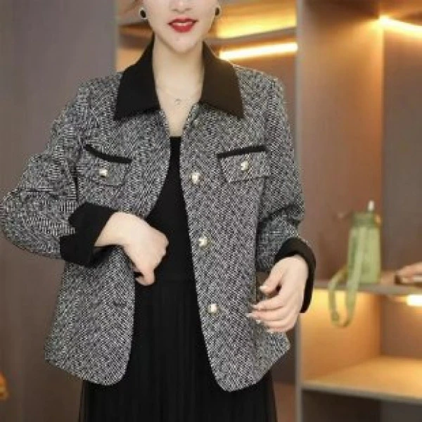 H689新款小香风外套修身春秋时尚女装洋气百搭高档上衣女显瘦外套