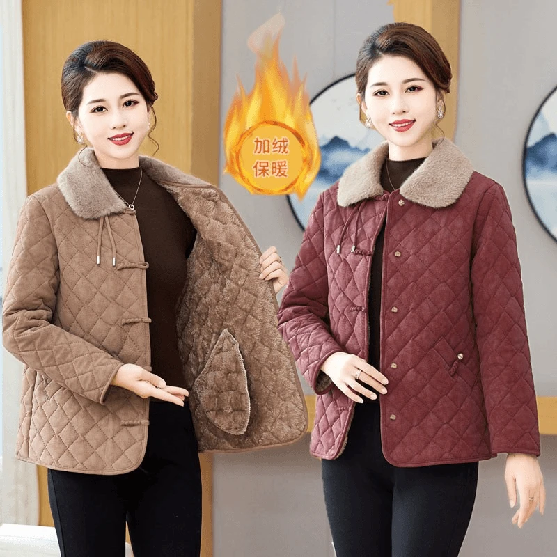 H701妈妈装冬季棉衣2024新款加厚保暖外套中老年女装冬装国风棉袄