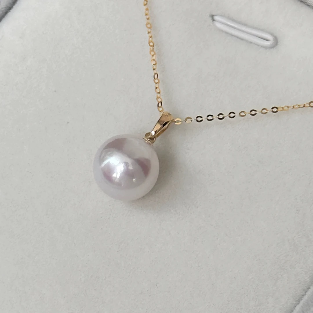 AU750淡水极光珍珠瓜子扣吊坠轻奢气质ins风极细微瑕送女友
