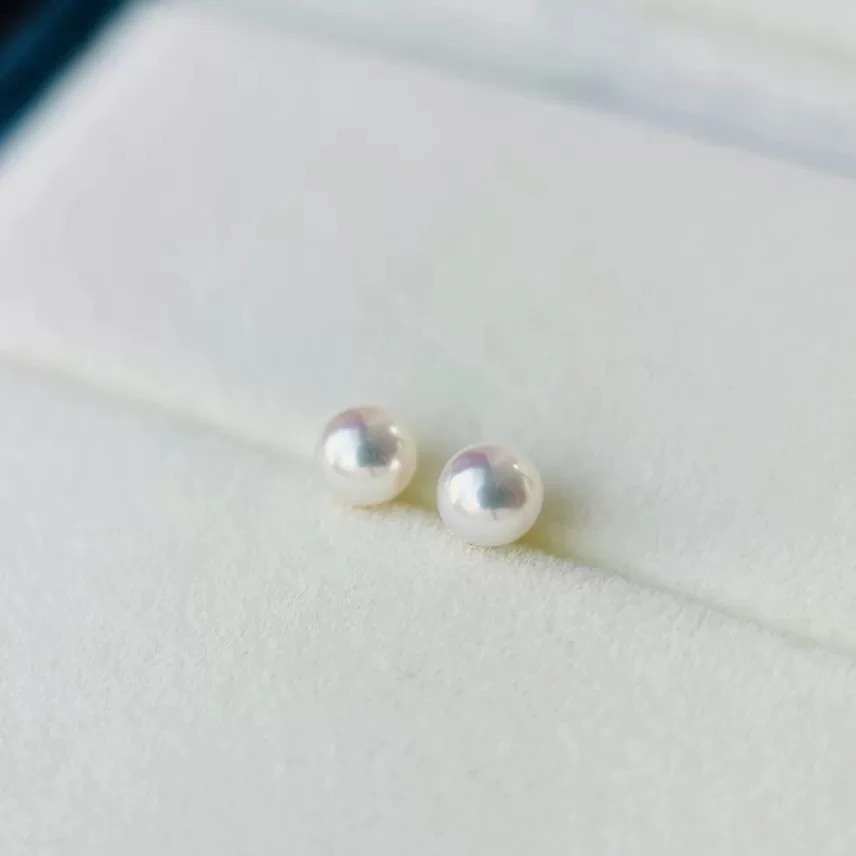 AcoolerS925淡水珍珠极光小耳钉4-5-6mm百搭简约介意勿拍七夕礼物