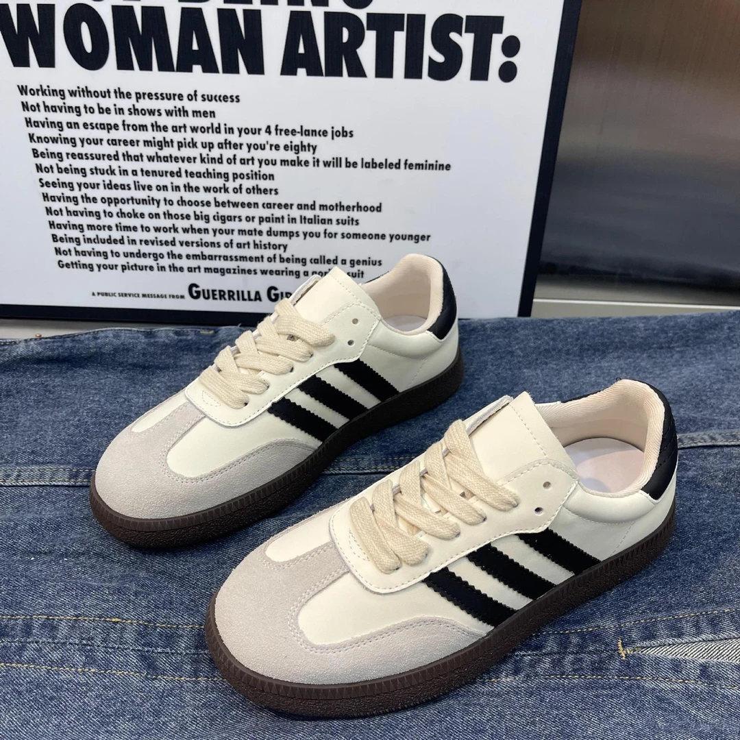 小众潮流德训鞋女2024春季新款厚底真皮运动休闲板鞋百搭小白鞋潮