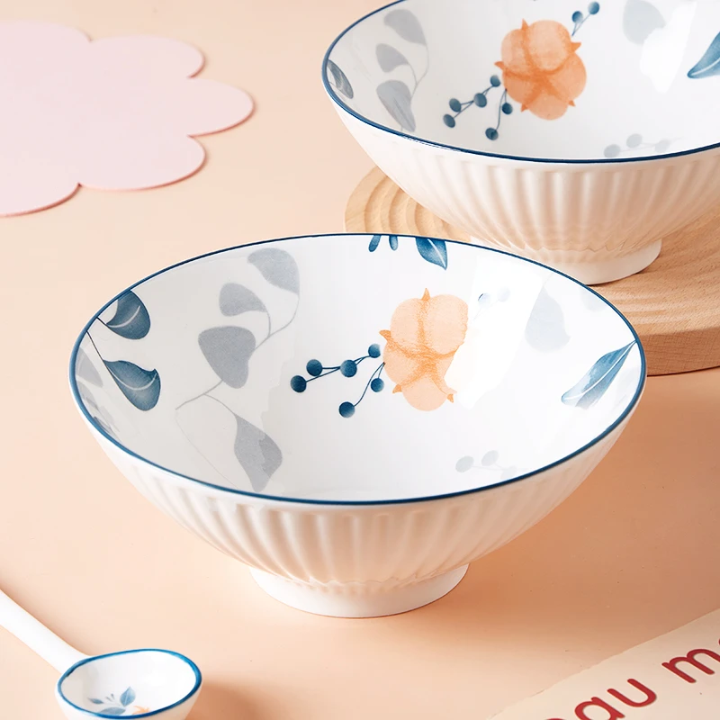 【木棉花】清新淡雅风 8英寸家用拉面碗陶瓷大汤碗 釉下彩耐高温