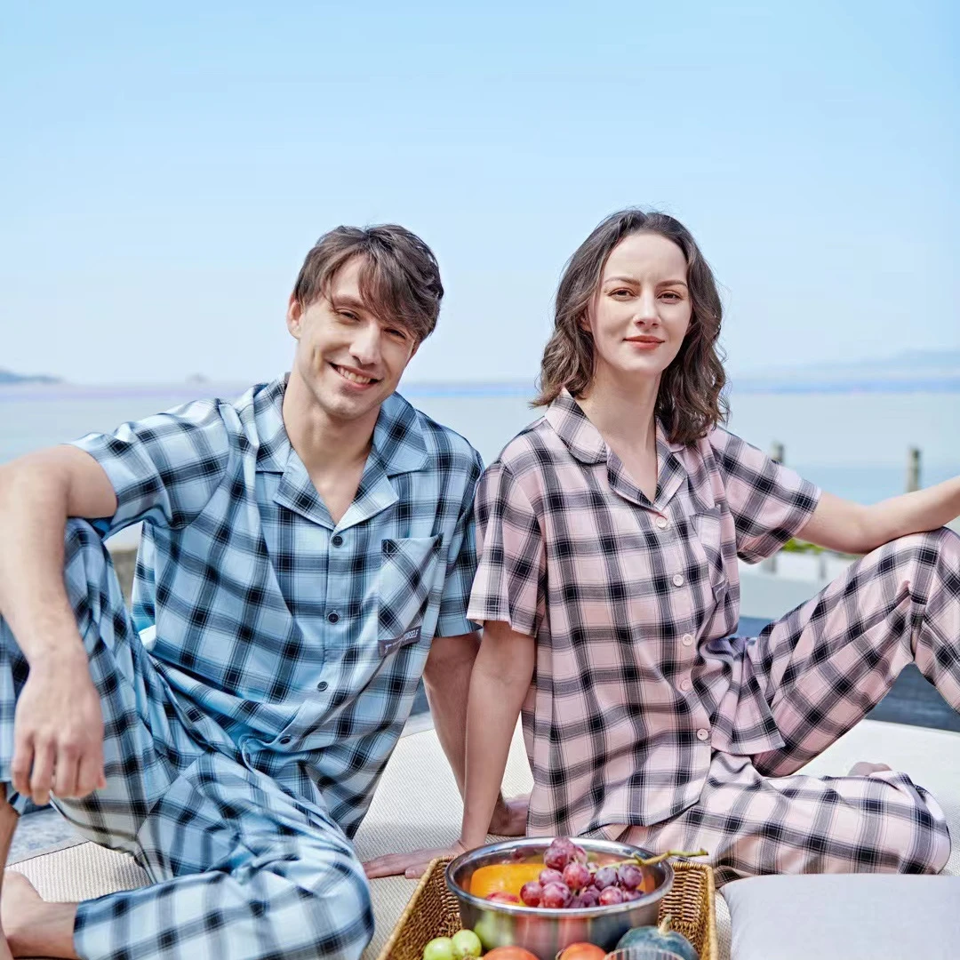 QIRUI绮瑞  春夏情侣格子款开衫套装 面料顺滑14027-24474