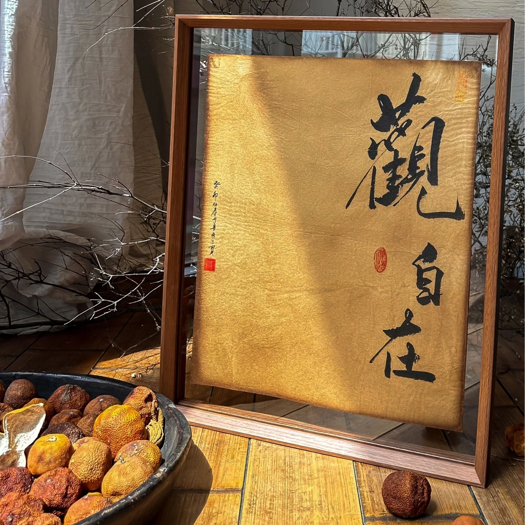 【观自在】实木亲笔原创版权新中式装饰摆件创作作品手工