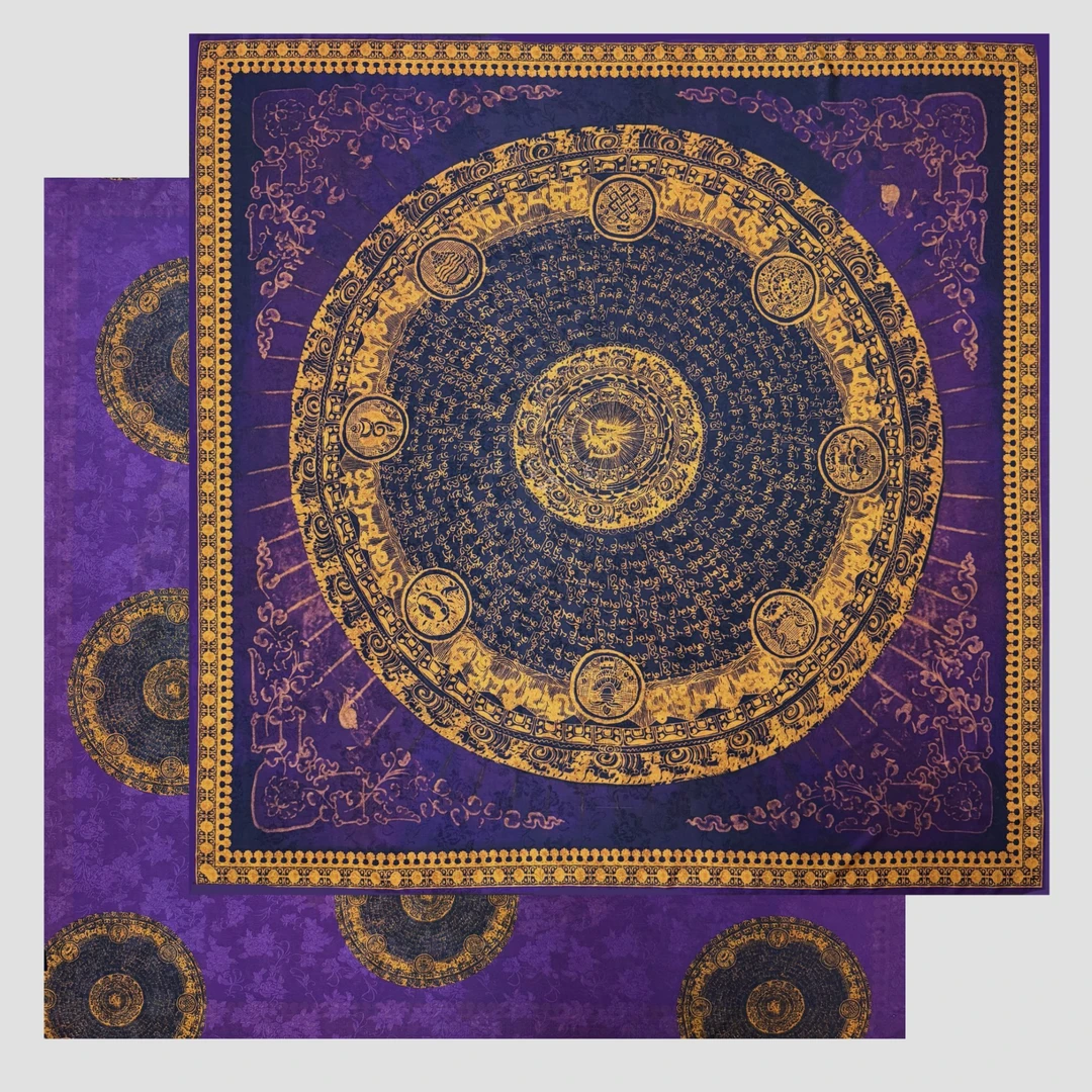 丨紫金唐卡丨香云纱 花萝 提花 镂空 135方巾