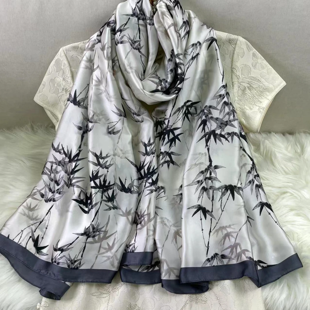 428【文竹】180*90左右长巾百搭丝巾 披肩旅游围巾