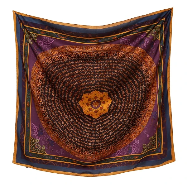 【唐卡】110*110左右方巾百搭丝巾披肩两用新款薄围巾