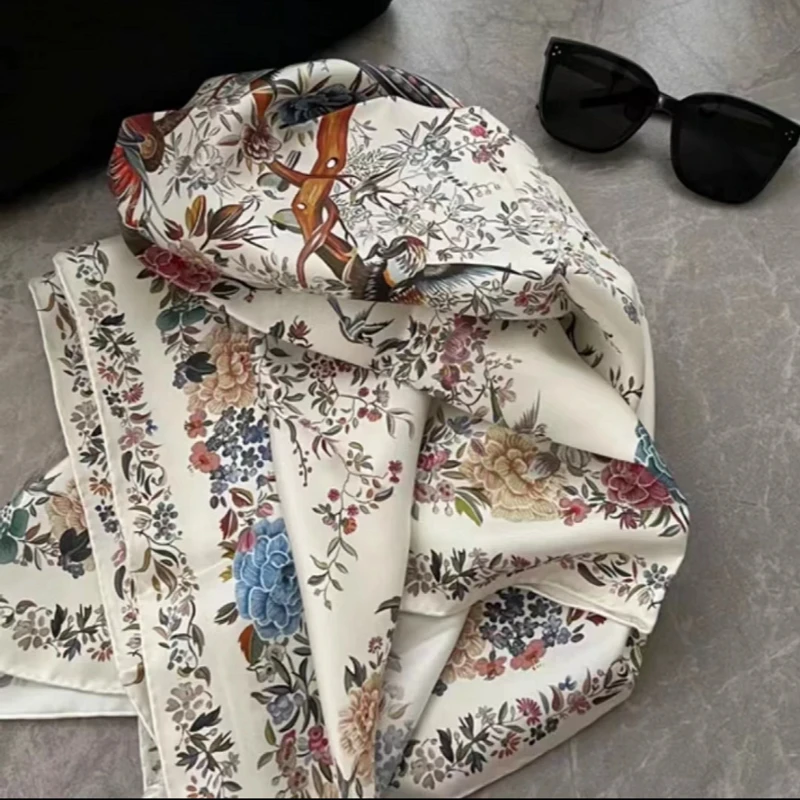 467【百鸟朝凤】180*90左右迷彩长巾小童百搭丝巾大披肩美丽围巾