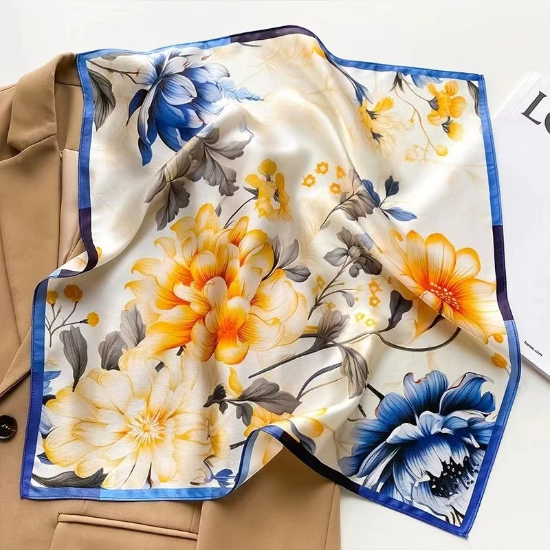 手绘牡丹 90*90左右方巾百搭围巾