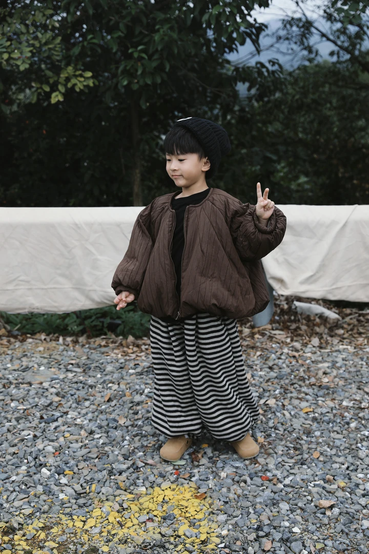 森系棉衣男宝女宝冬季韩版宽松设计师小众泡泡袖棉袄外套潮流