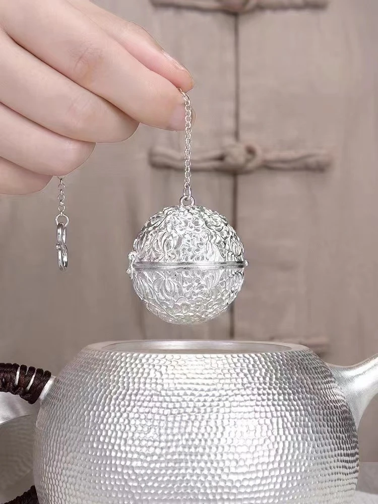 鑫百福 足银银制品 足银镂空茶叶包泡茶