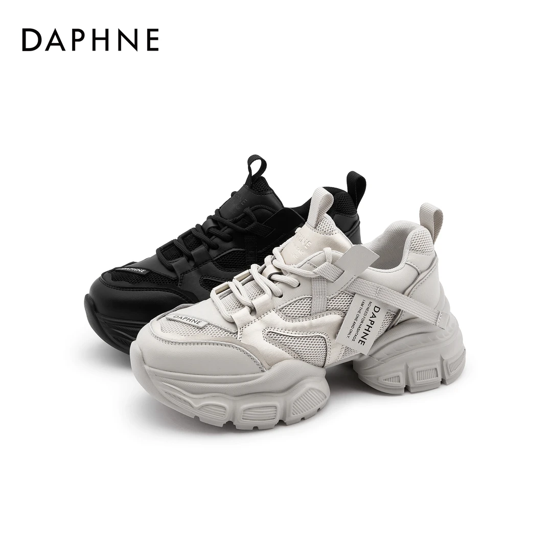 Daphne/达芙妮潮流老爹鞋2024网红百搭时尚休闲鞋厚底女士系带鞋