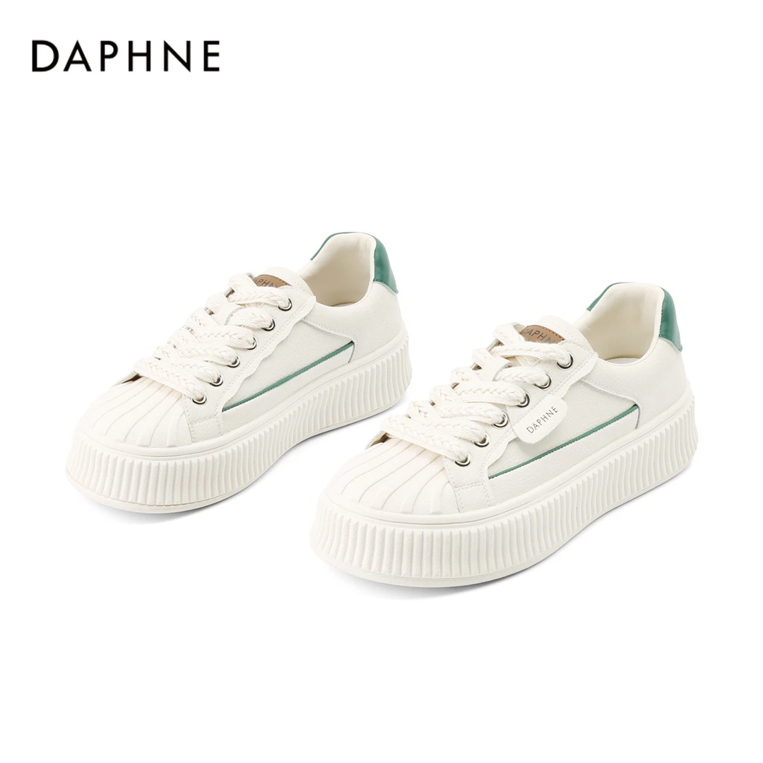 Daphne/达芙妮小白鞋贝壳板鞋女款新款爆款厚底饼干鞋运动鞋夏季