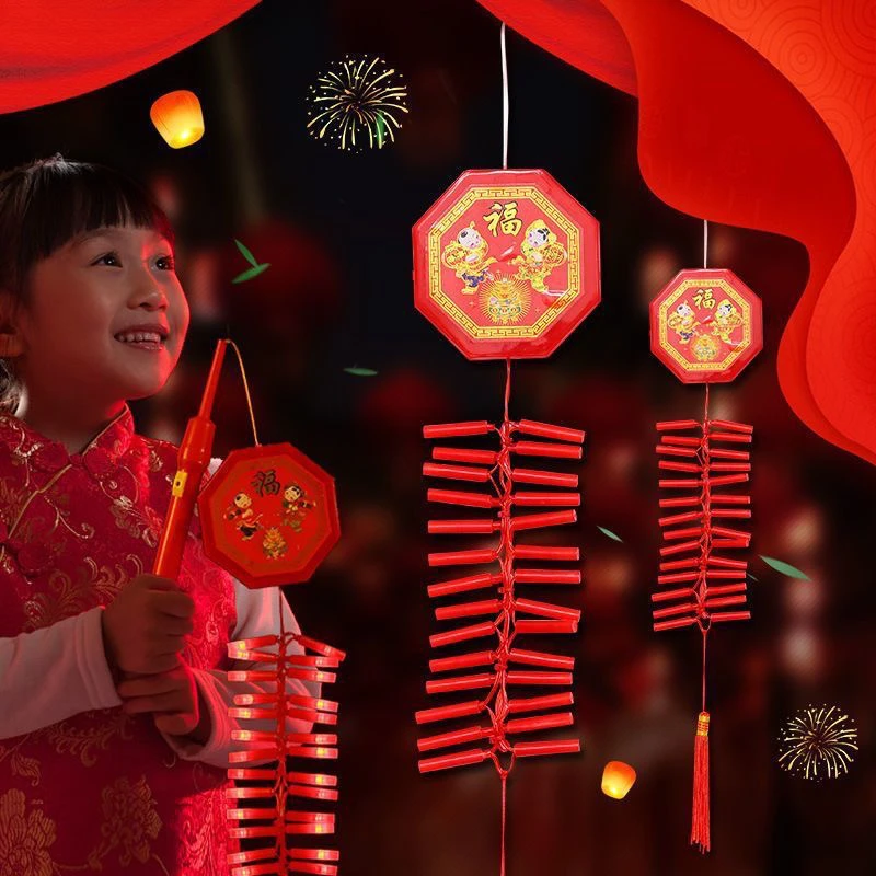 儿童电子鞭炮新年元宵春节装饰彩灯LED发光玩具仿真电子礼炮