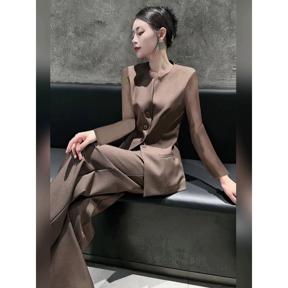 2024秋季新款成熟御姐高端职业套装轻职场廓形西装阔腿裤两件套女