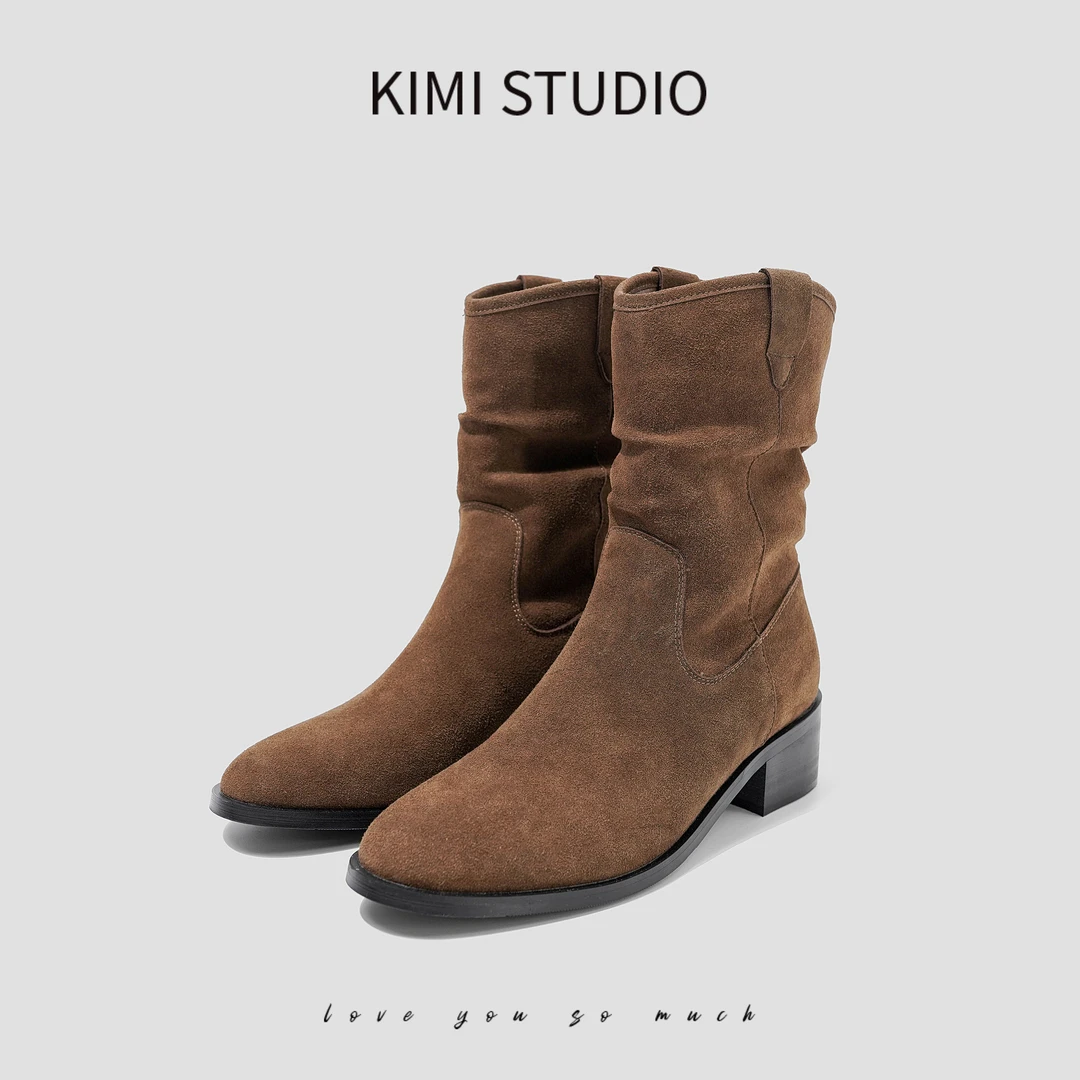 XZ24027  牛皮翻毛皮5厘米增高帅气瘦腿骑士短靴