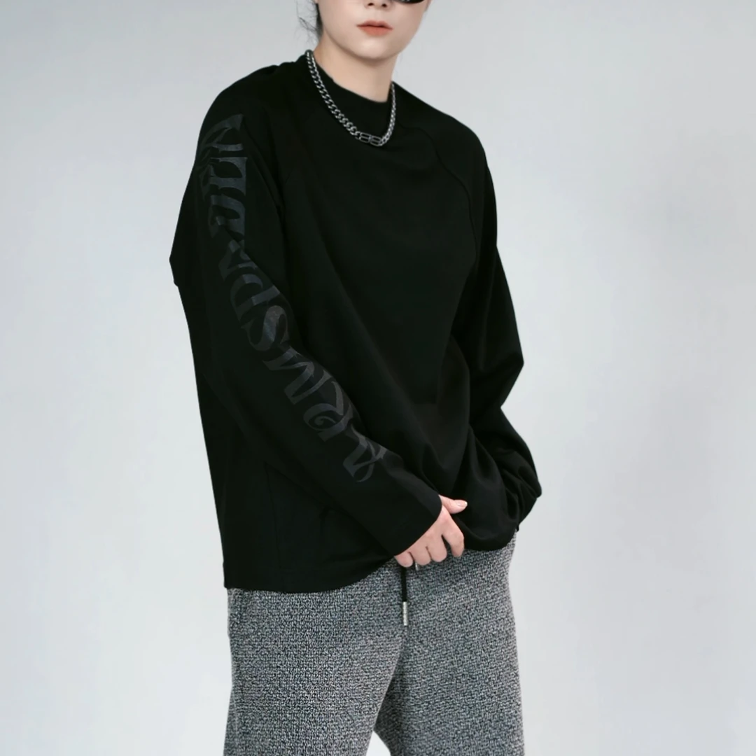 黑桃A系列长袖T恤AMF3CT056夏季男士轻奢设计感宽松休闲圆领百搭