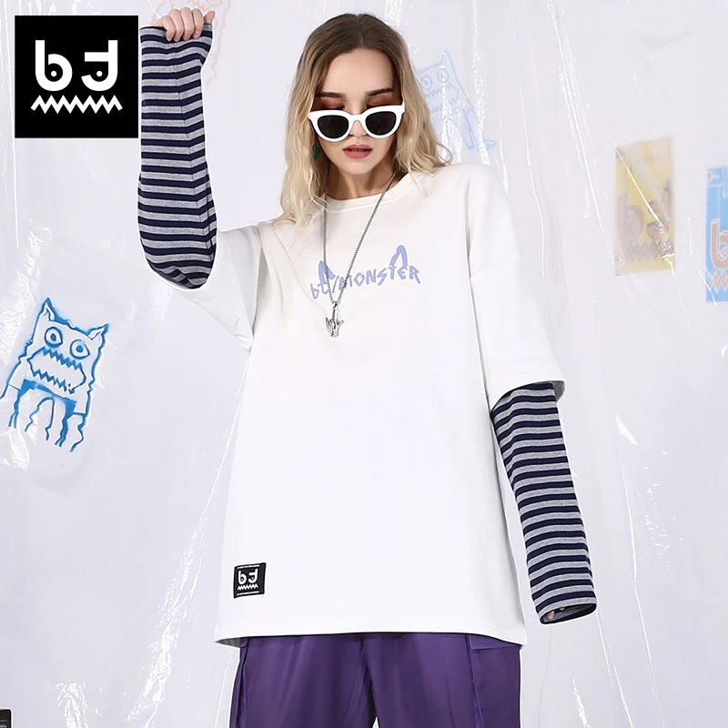 bt潮牌假两件卫衣男女同款嘻哈街舞时尚上衣  TW105