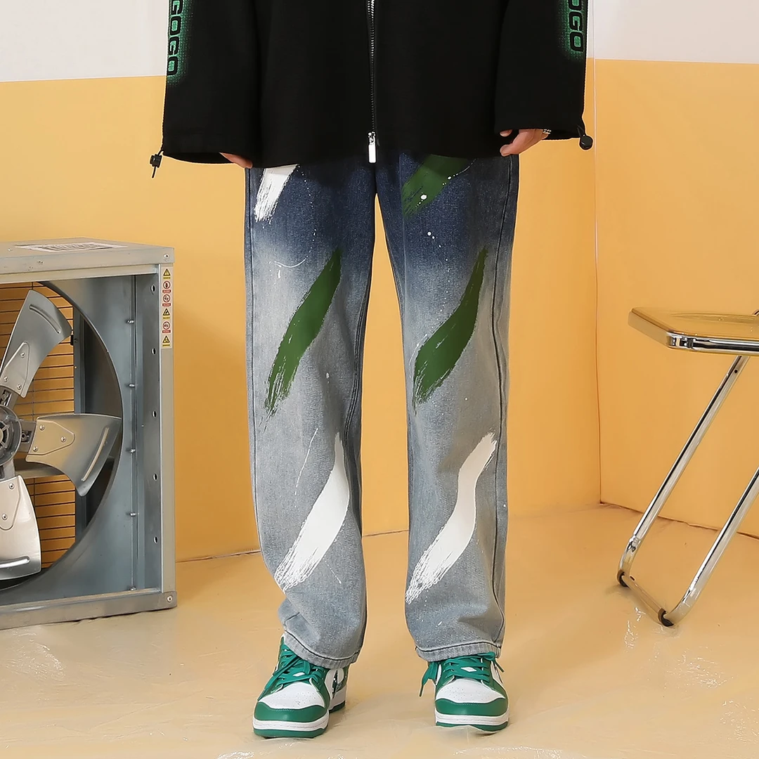 xxgogo复古裤子ins高街新款彩笔涂鸦潮流时尚宽松男女同款牛仔裤