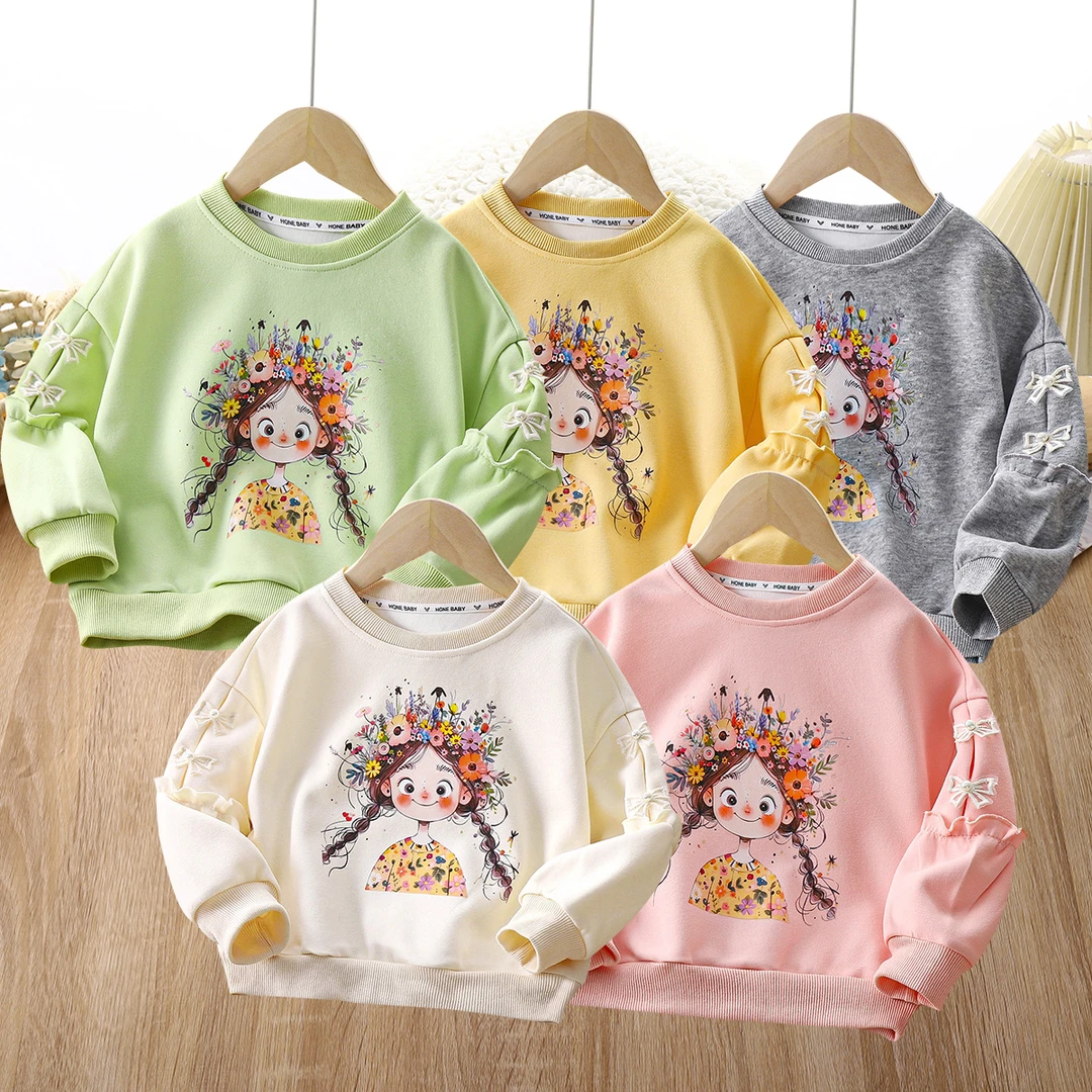 儿童长袖卫衣女宝宝打底卡通圆领卫衣女童洋气套头秋冬款女孩新款