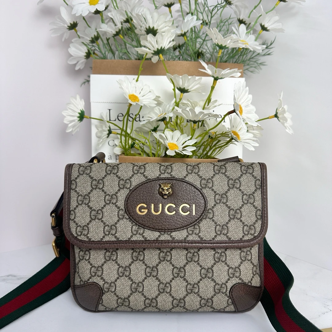 95新 GUCCI/古驰 双面虎头单肩包