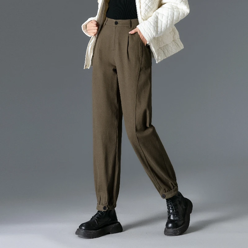 爆款工装裤女2024新款女裤秋春运动裤休闲裤加绒裤子女冬季哈伦裤