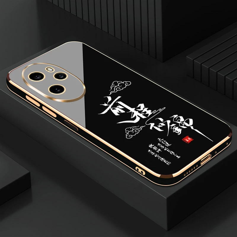 适用于荣耀100pro手机壳前程似锦直边电镀软壳硅胶防摔新款女