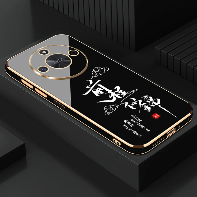 适用于荣耀X50手机壳x50gt前程似锦直边电镀软壳硅胶防摔新款女