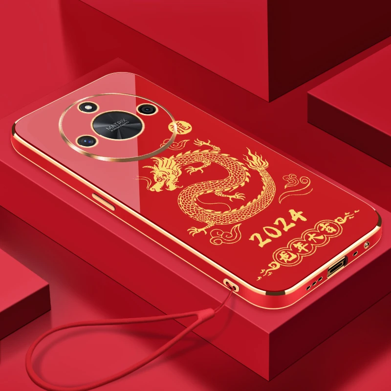 【龙年大吉】荣耀X50手机壳直边全包硅胶防摔电镀软壳超薄【送挂绳】