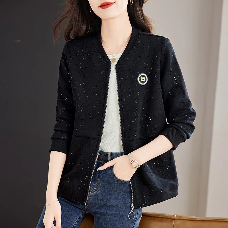 春秋外套女士休闲2025新款棒球服女款中年妈妈洋气减龄上衣女大码