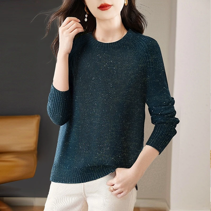女士毛衣2024年新款大码中年妈妈针织打底衫女秋冬季保暖圆领上衣