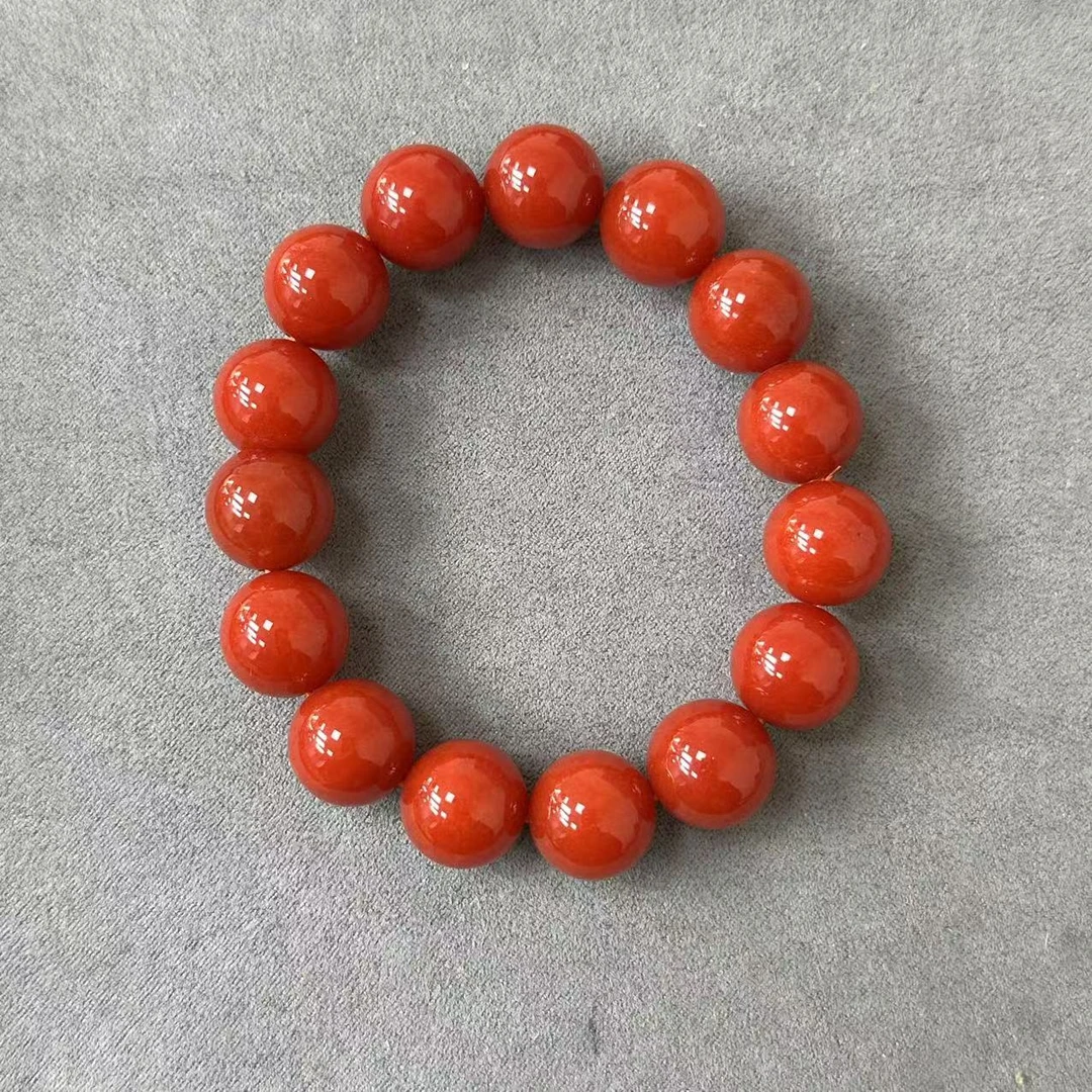 高品质南红云南保山柿子红12mm手串拍一发一