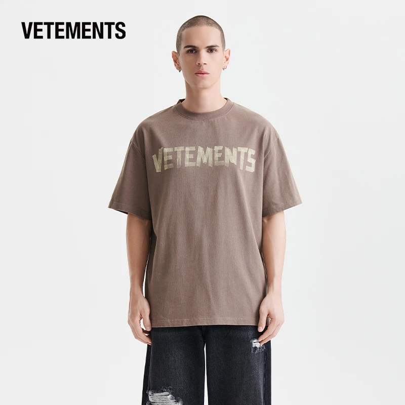 VETEMENTS明星同款美纹纸短袖T恤潮流印花情侣宽松半袖 63552301