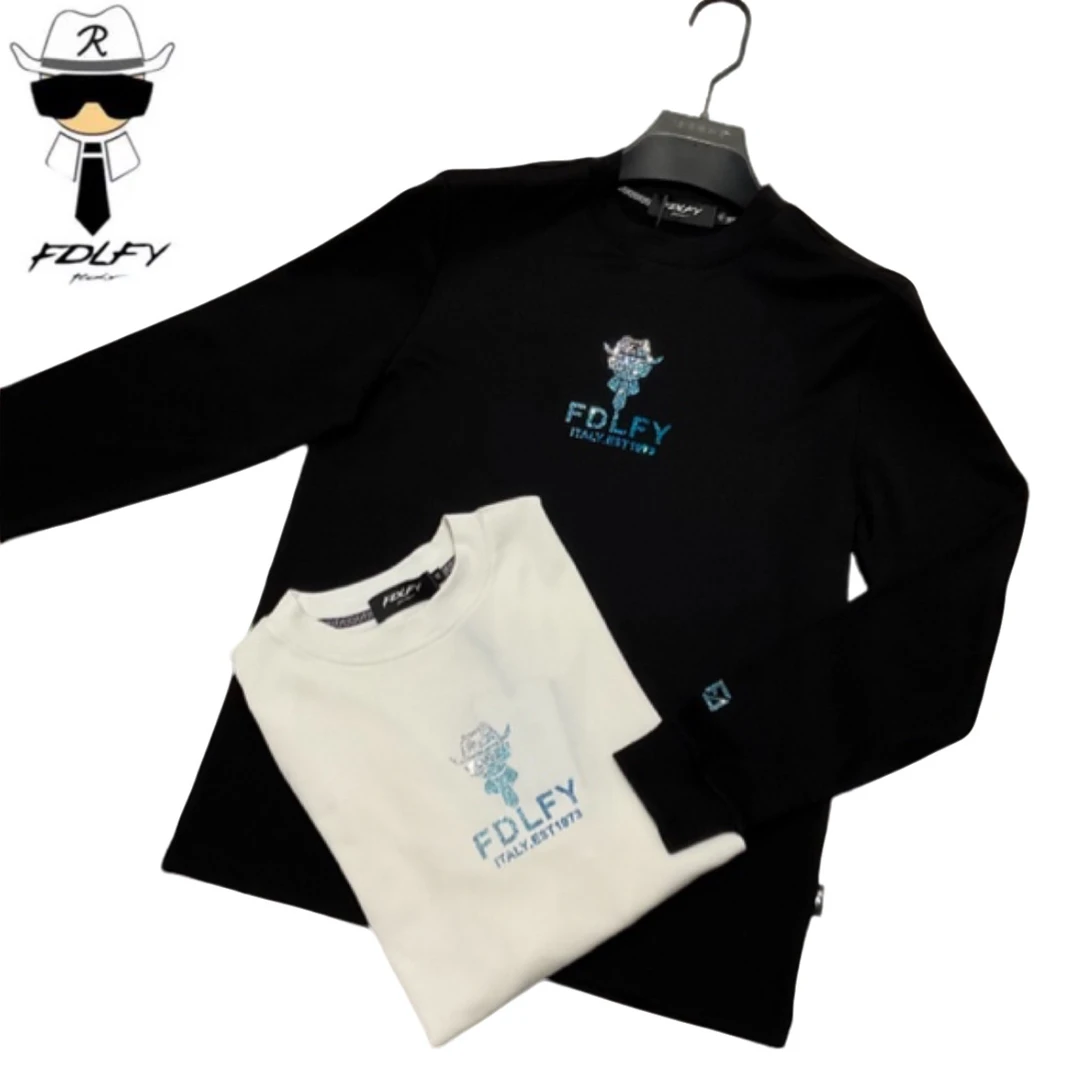 【欧洲名店】老佛爷FDLFY蓝钻百搭时尚双色打底衫18398