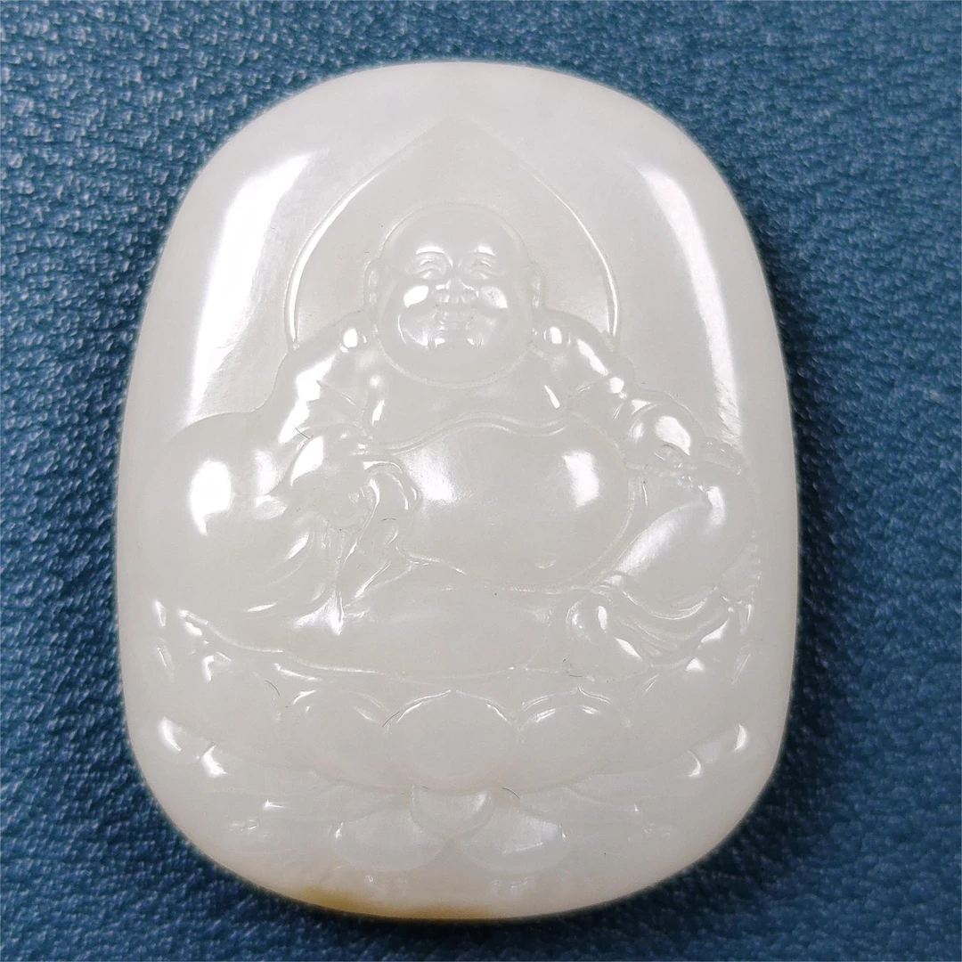 和田玉山料佛引福来佛牌挂件