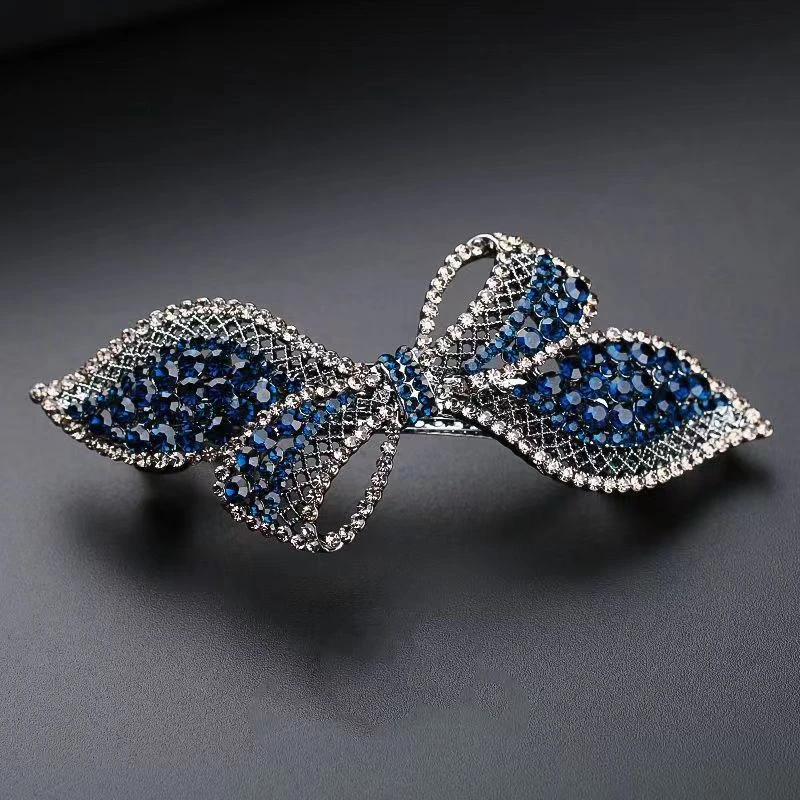 蝴蝶结发夹女后脑勺发卡夹子优雅中号横夹弹簧夹水钻顶夹