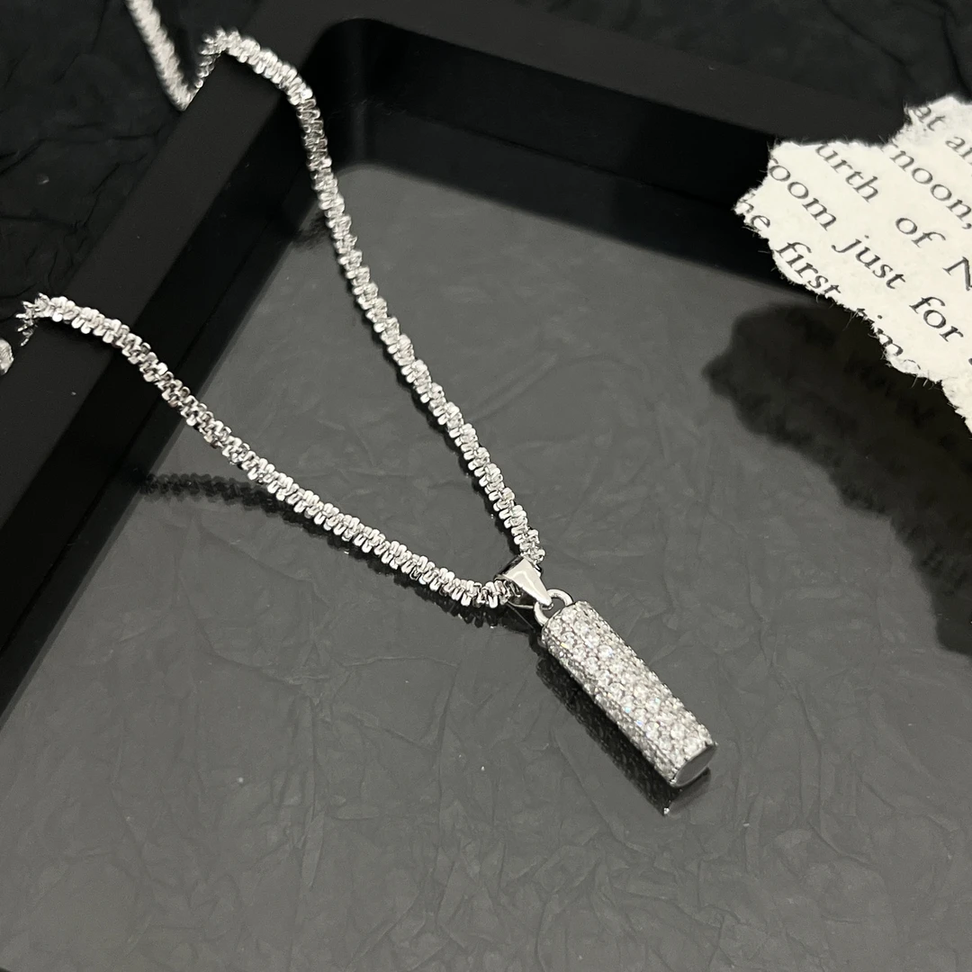 坠链均925银合成锆石 《忽闪忽闪》小众设计法式锆锆吊坠星空项链