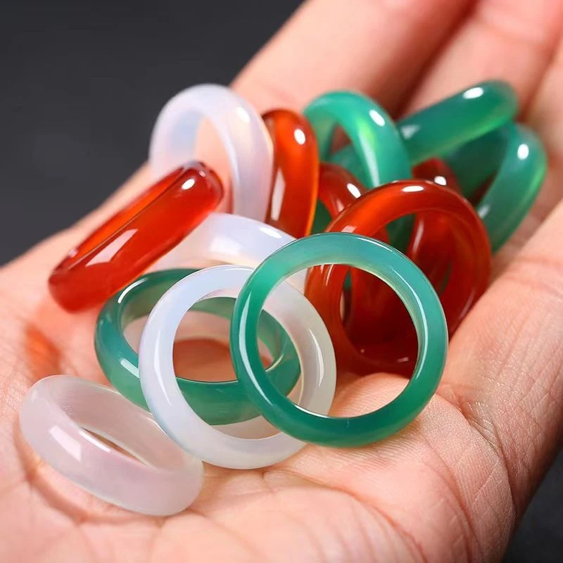 天然玛瑙玉髓戒指指环手持跑环DIY玉戒圈多样性发货