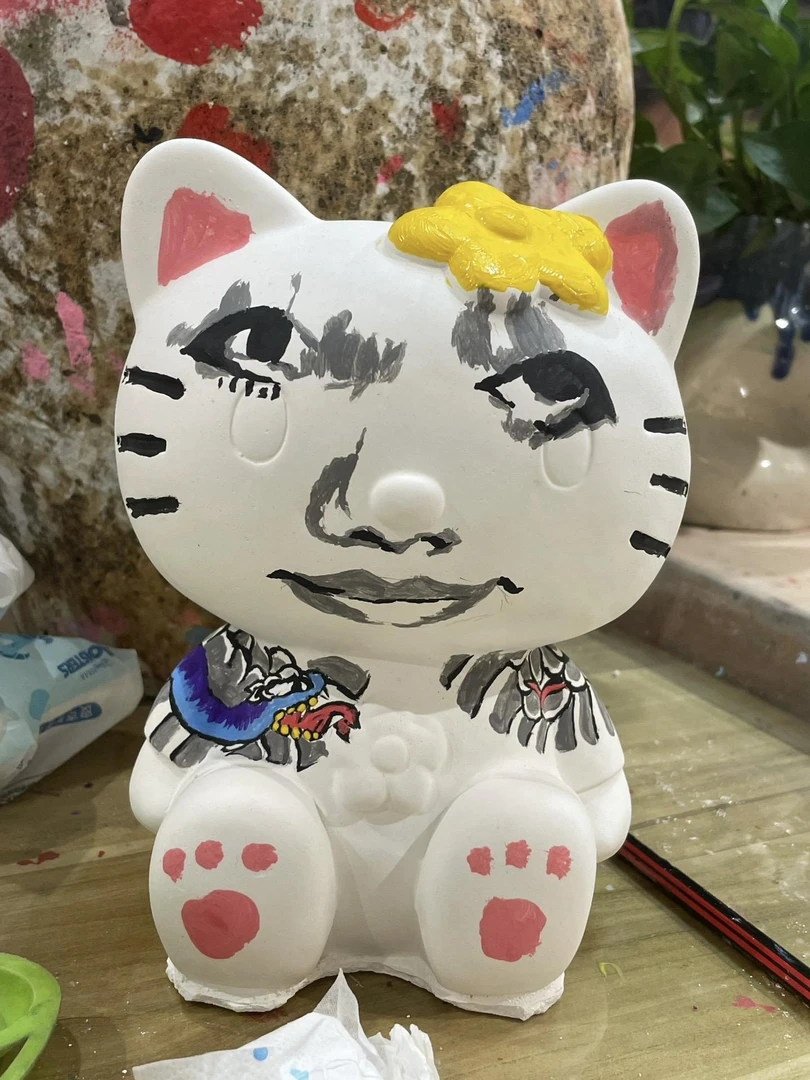坐姿猫5.5一只装送颜料中号3D立体摆摊益智石膏娃娃DIY开发想象力