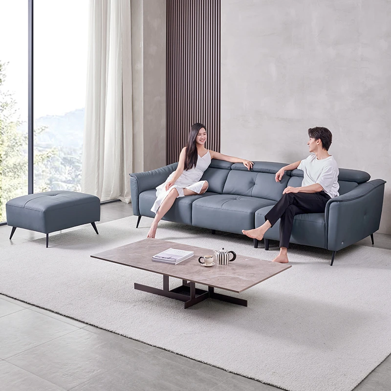 左右真皮沙发2023新款现代轻奢直排中小户型头层牛皮沙发DZY6032