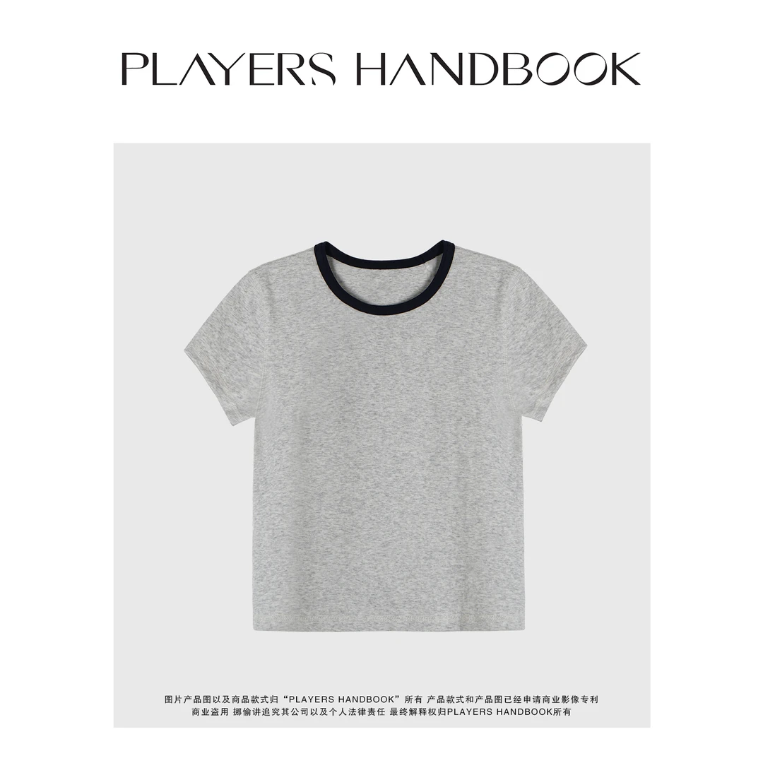 PH舒适感穿搭~休闲百搭24新款通勤时尚夏季圆领撞色短袖T恤PH0891