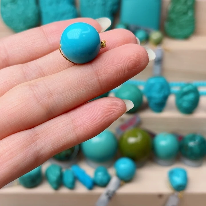 绿松石珠宝半成品未镶嵌唐*