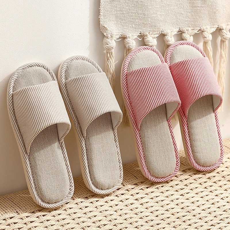 亚麻拖鞋女士春秋室内家居静音吸汗厚底防滑不臭透气居家四季情侣