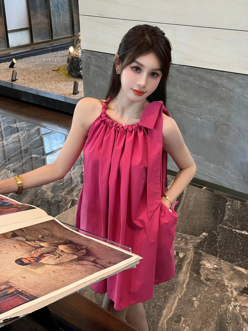 【十一家】韩版吊带裙子+短裤套装女夏季无袖挂脖连衣裙【W6545】