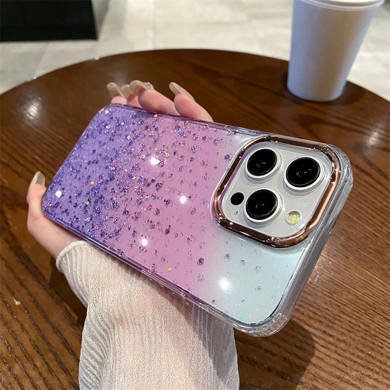 苹果15手机壳iPhone14透明璀璨系列13女款网红爆款渐变高级感华为